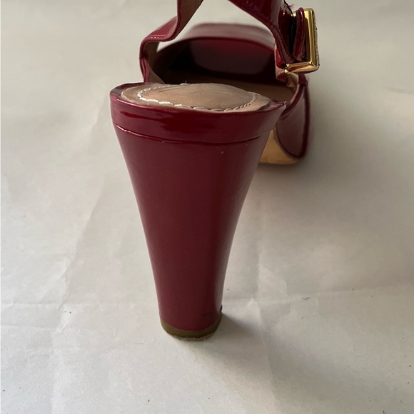 J Vincent Patent Leather Open Toe Slingback Cherry Red High Heel Sandals - Picture 10 of 14